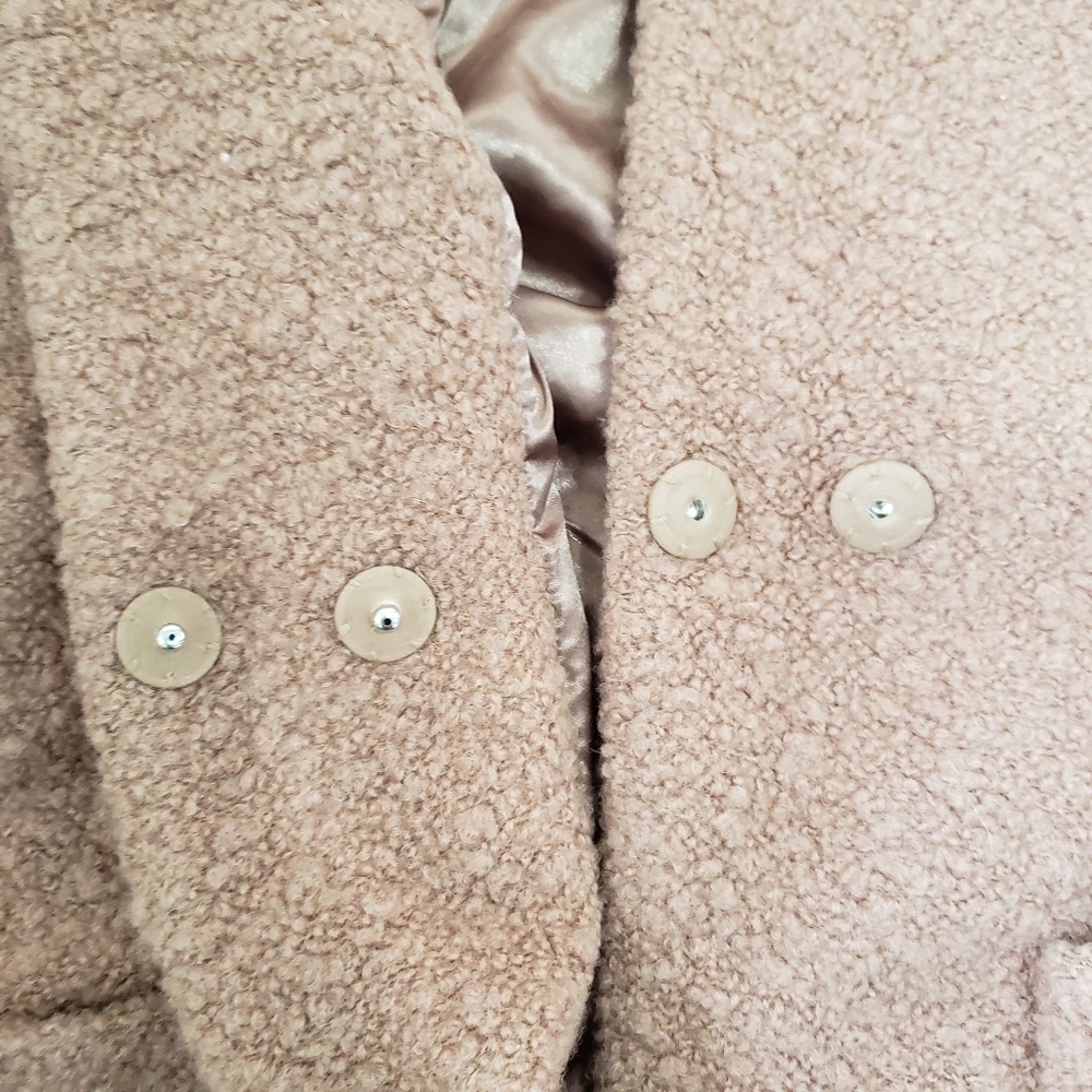 Ganni Fenn Boucle Muave Tan Long Wrap Coat size Small - Picture 10 of 12